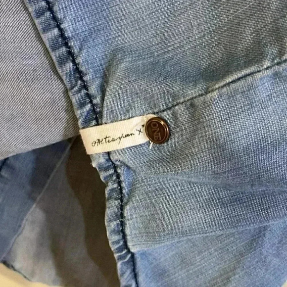 [S]One X Oneteaspoon Dallas Tencel Liberty JeanShirt Snap Button Down Distressed - Picture 9 of 9